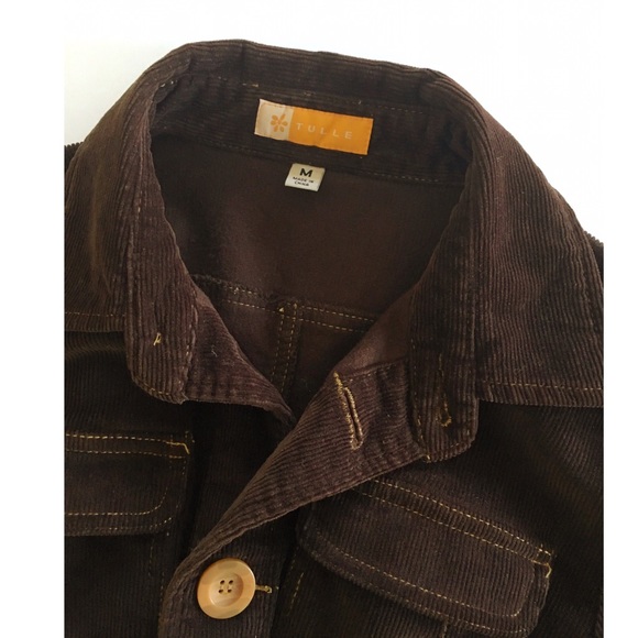 Tulle Brown Corduroy Fitted Blazer Jacket - Picture 6 of 8